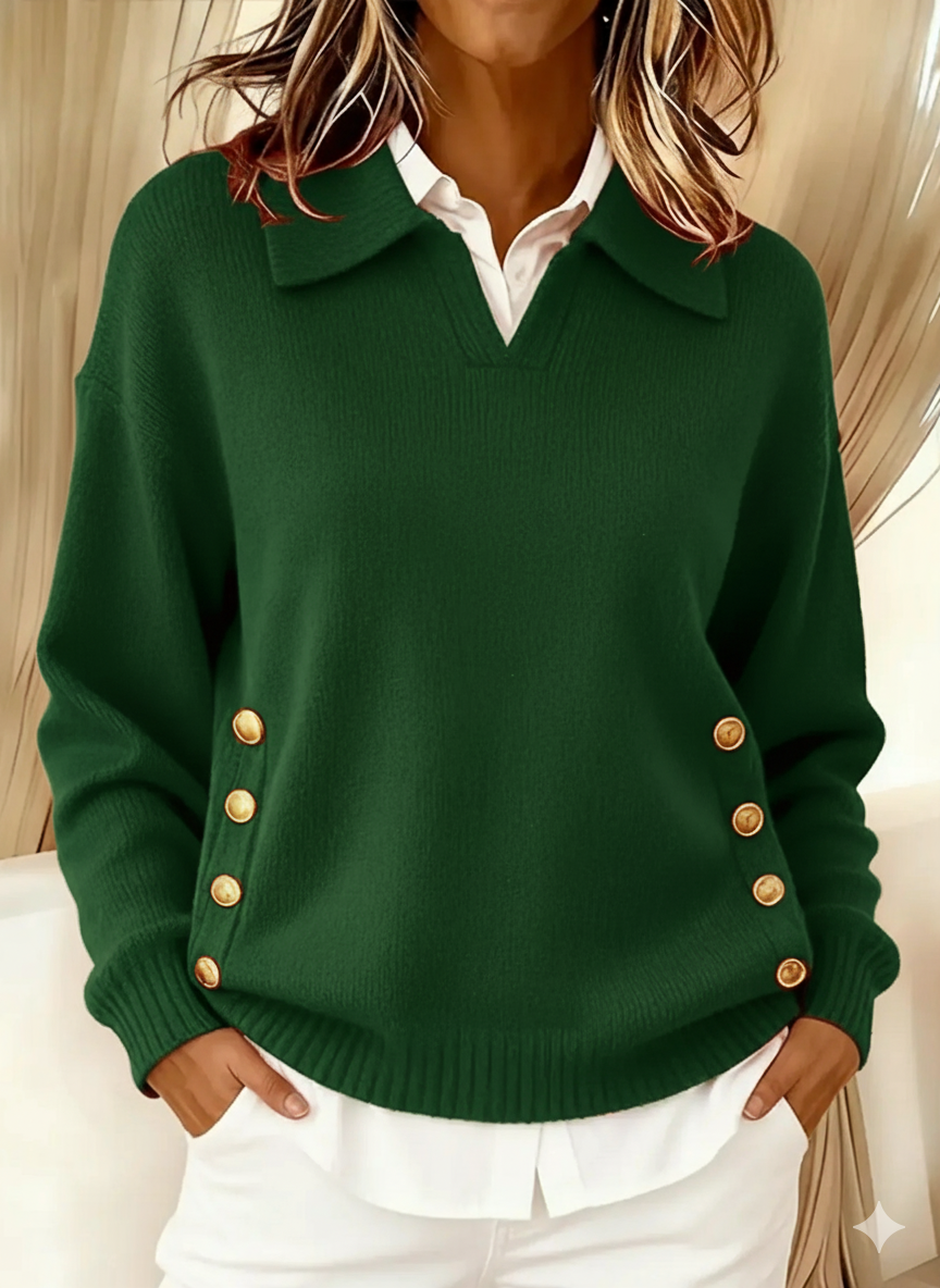 Nerelia - Maglione con Collo Polo e Bottoni