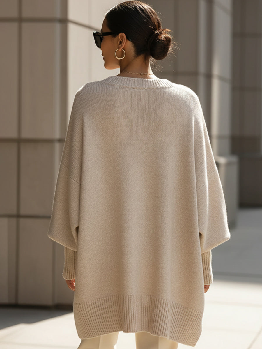 Mirevia - Maglione Oversize con Scollo Ampio