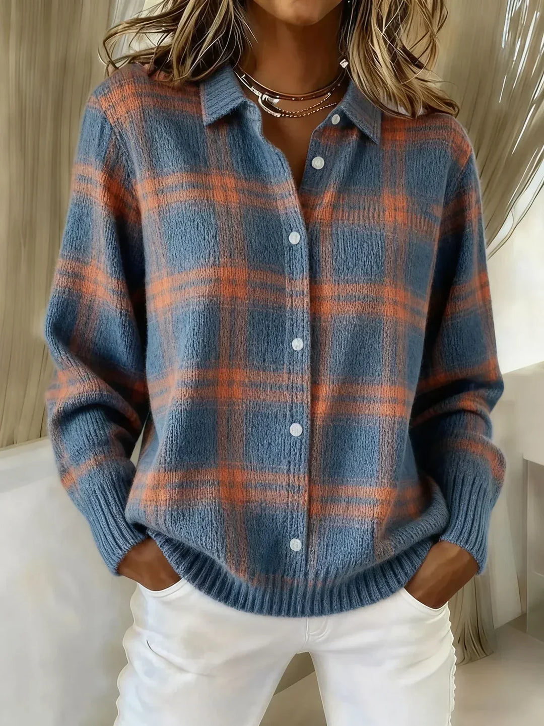 Liorenna - Cardigan in Maglia a Quadri