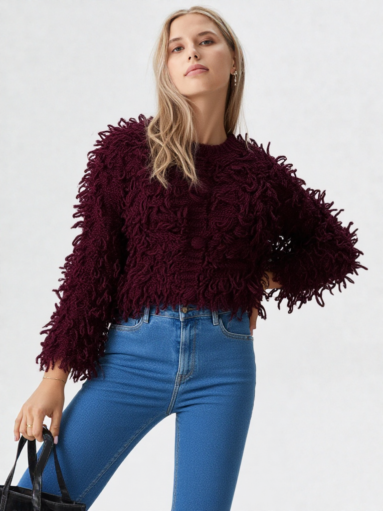 Frangeline - Cardigan in Maglia con Frange