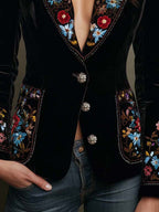 Florenza - Blazer Ricamato con Motivi Floreali