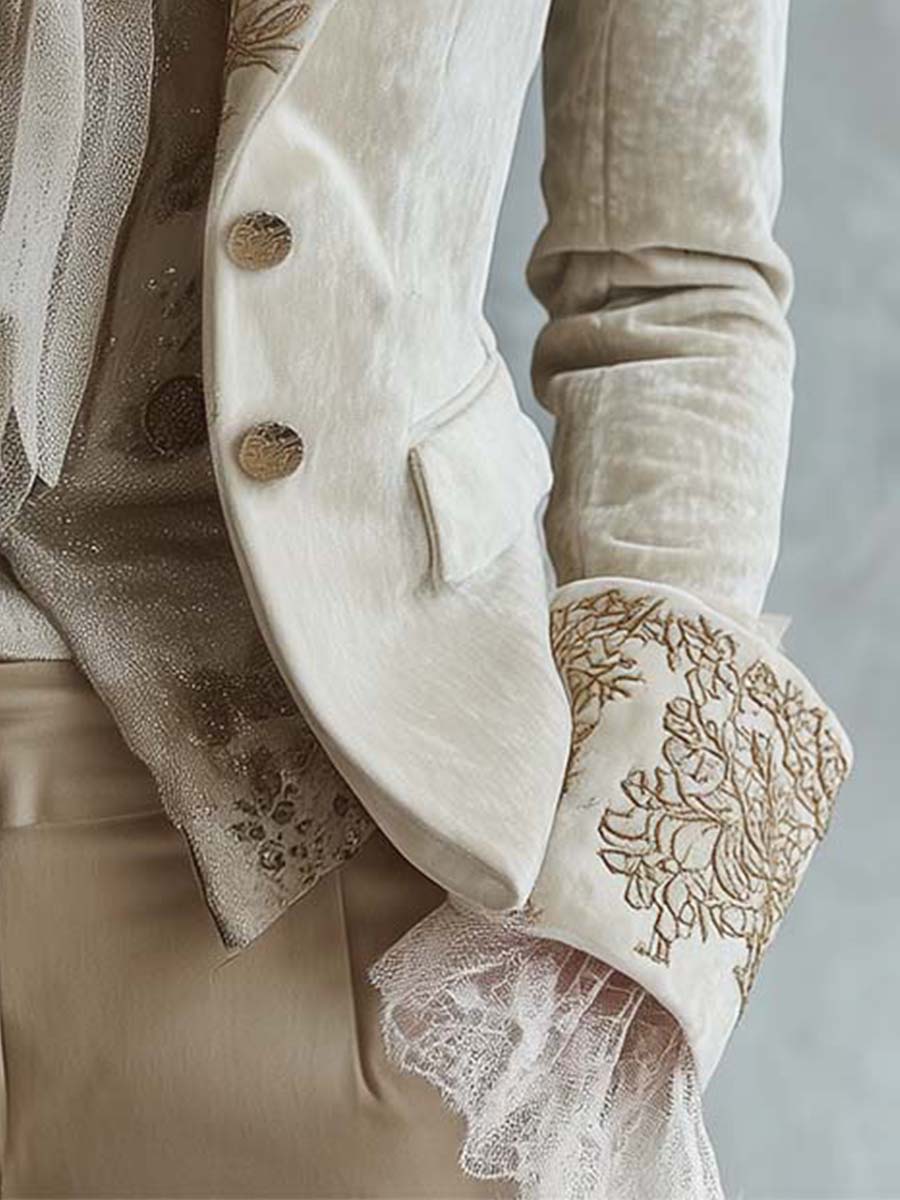 Alessina - Blazer Avorio con Ricami Dorati