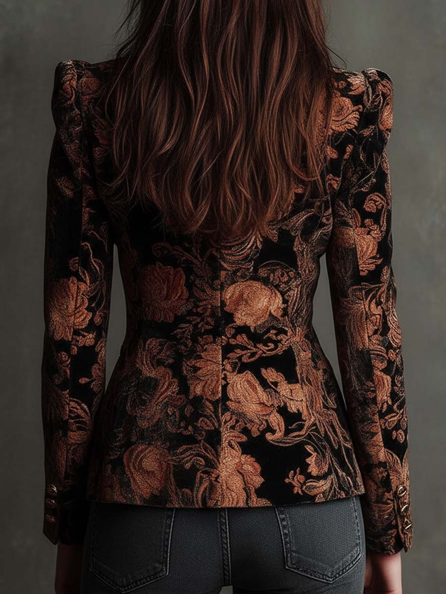 Bronzella - Blazer Floreale Nero e Bronzo