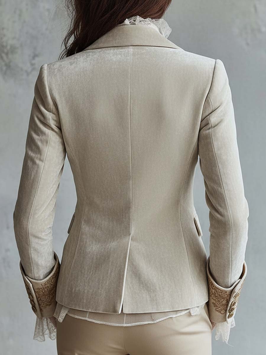 Alessina - Blazer Avorio con Ricami Dorati