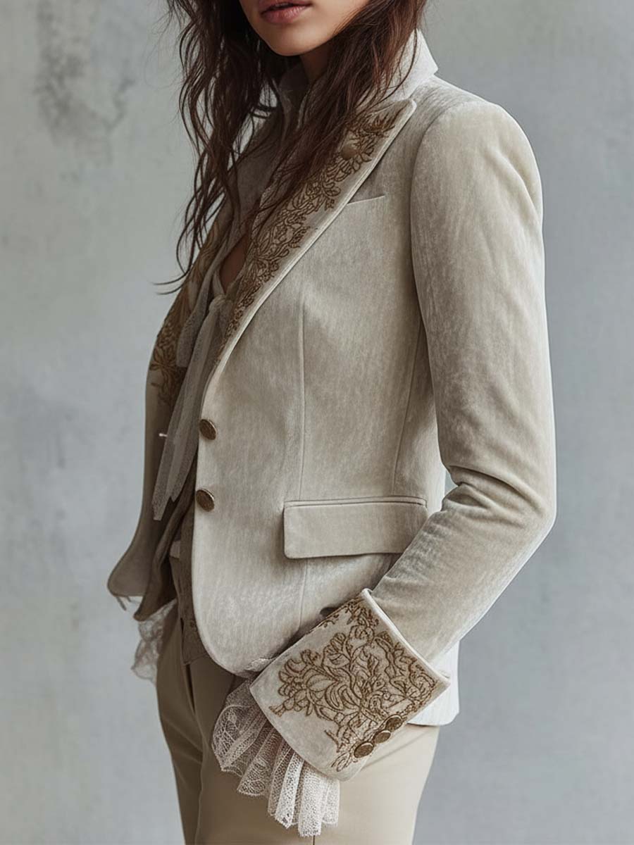 Alessina - Blazer Avorio con Ricami Dorati