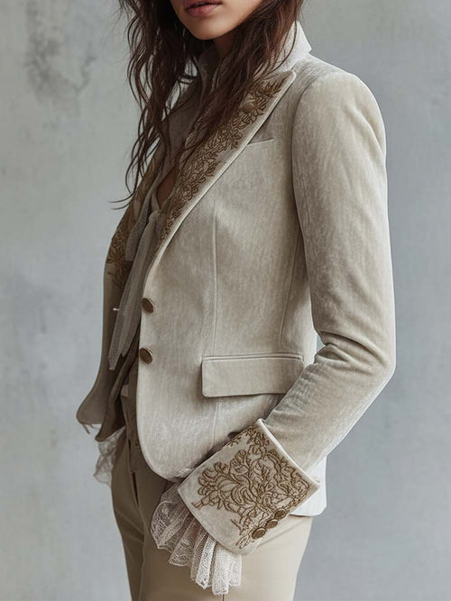 Alessina - Blazer Avorio con Ricami Dorati