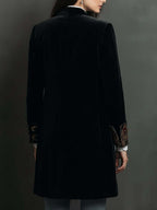 Barocella - Blazer Nero Sartoriale con Motivo Barocco