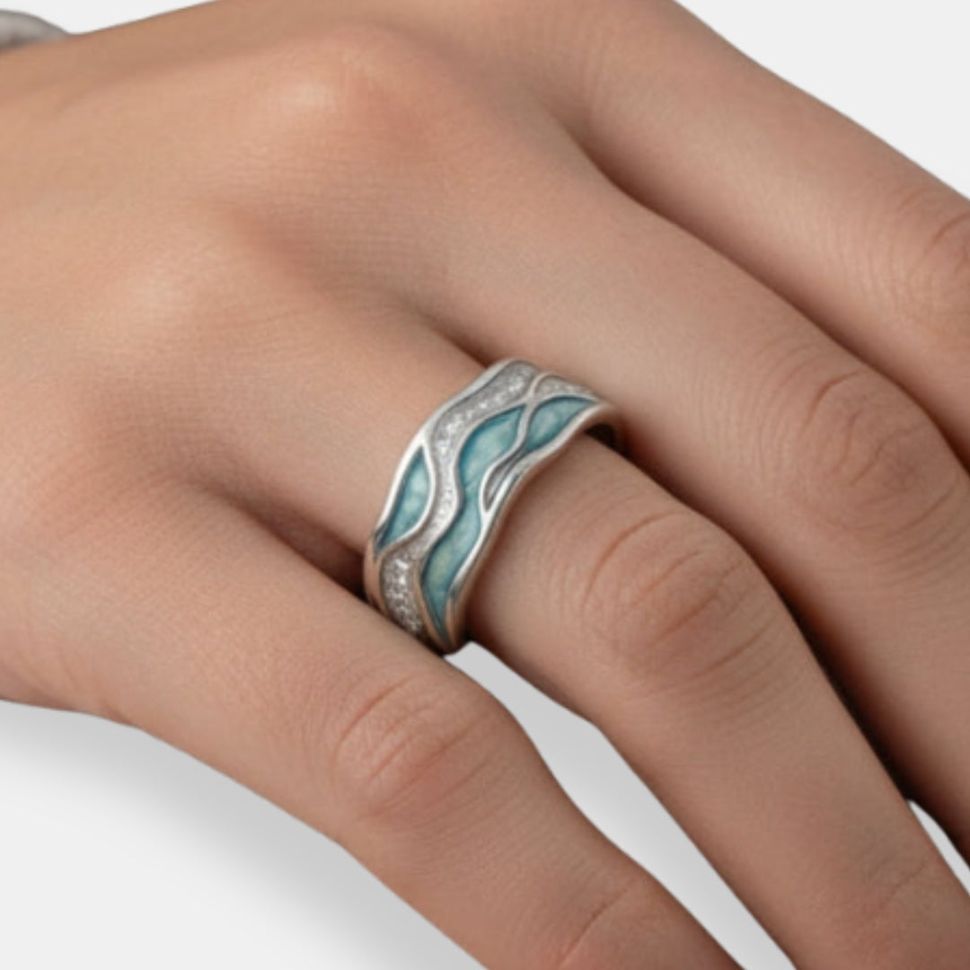 Ondina - Anello Ampio Smaltato con Zirconi