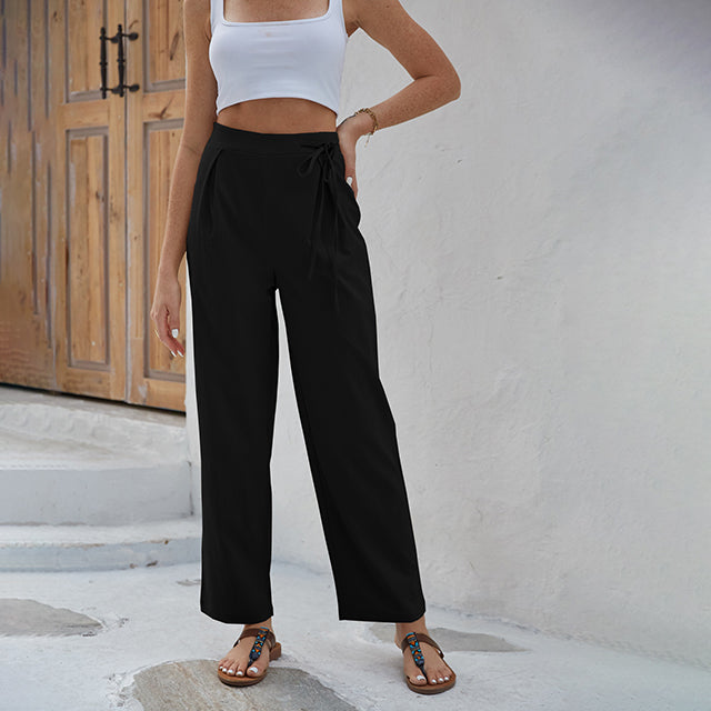 Brisella - Pantaloni Palazzo con Nodo Laterale