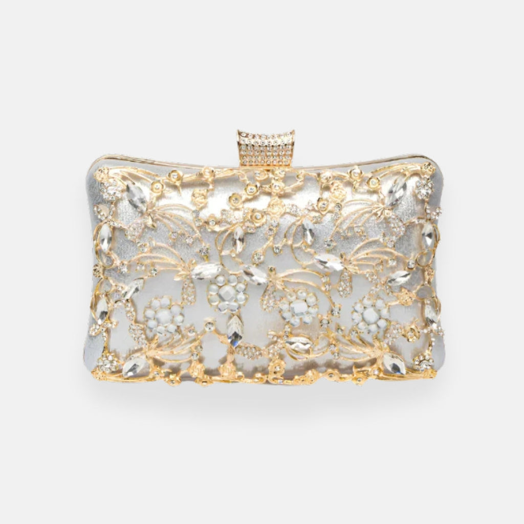 Partenia - Pochette Gioiello Dorata con Ricami