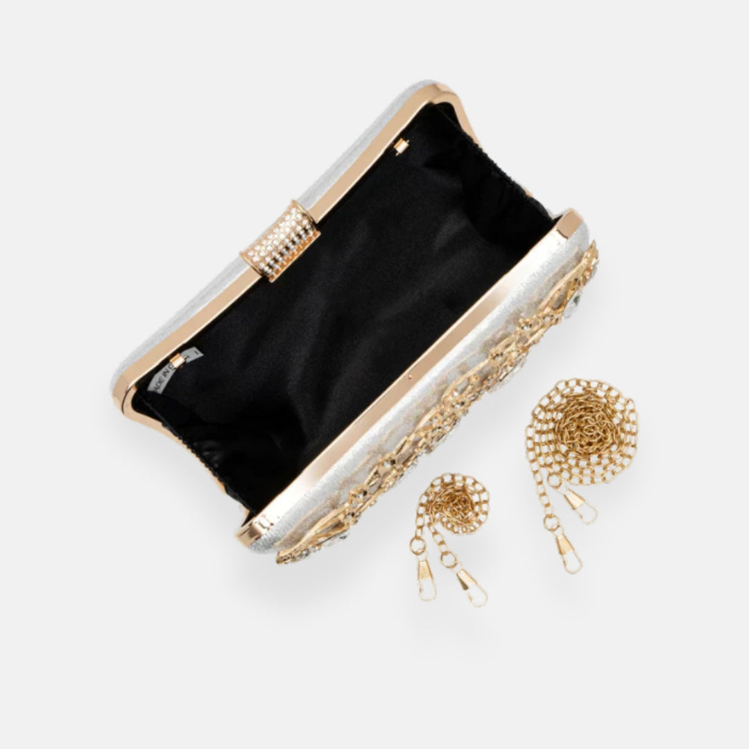 Partenia - Pochette Gioiello Dorata con Ricami