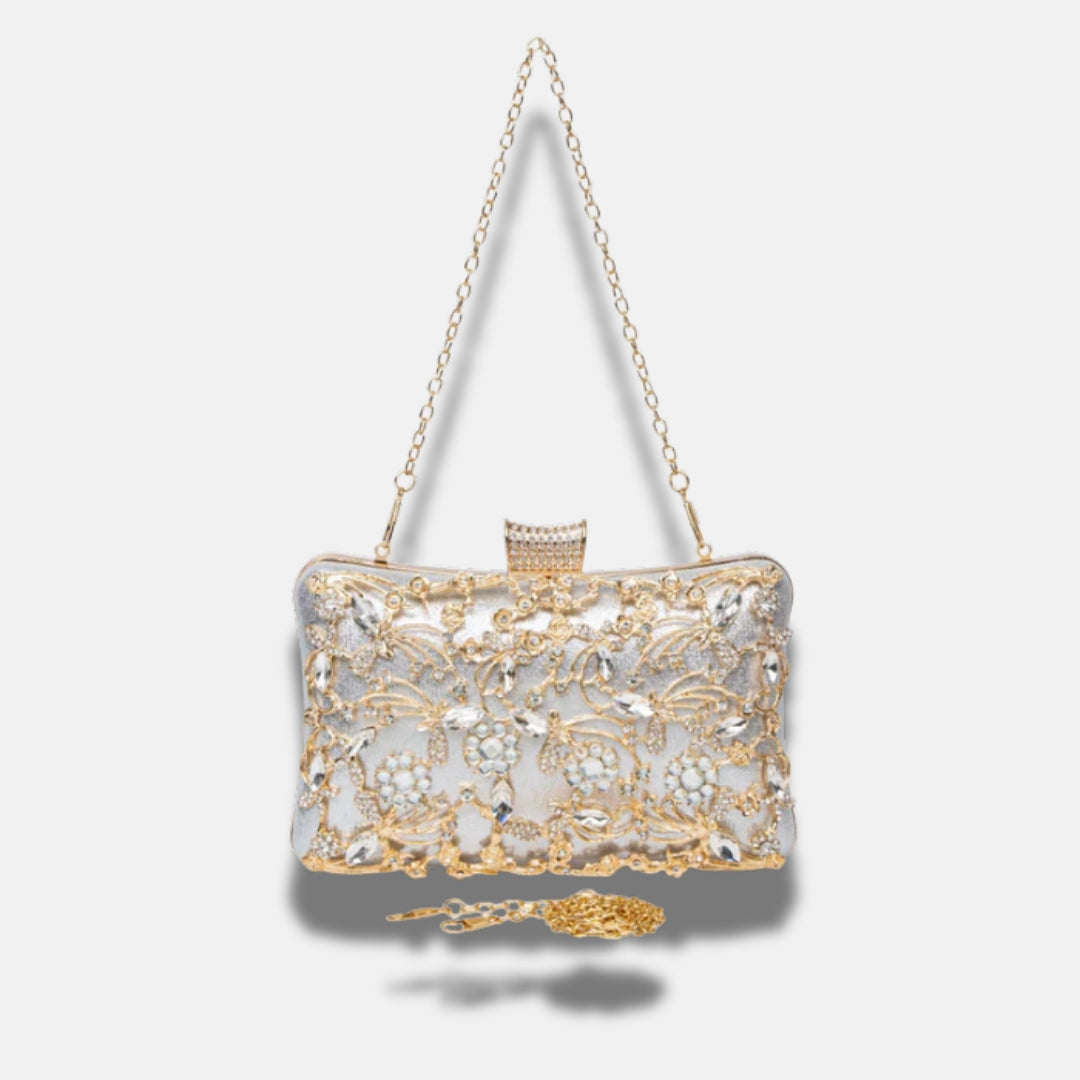 Partenia - Pochette Gioiello Dorata con Ricami