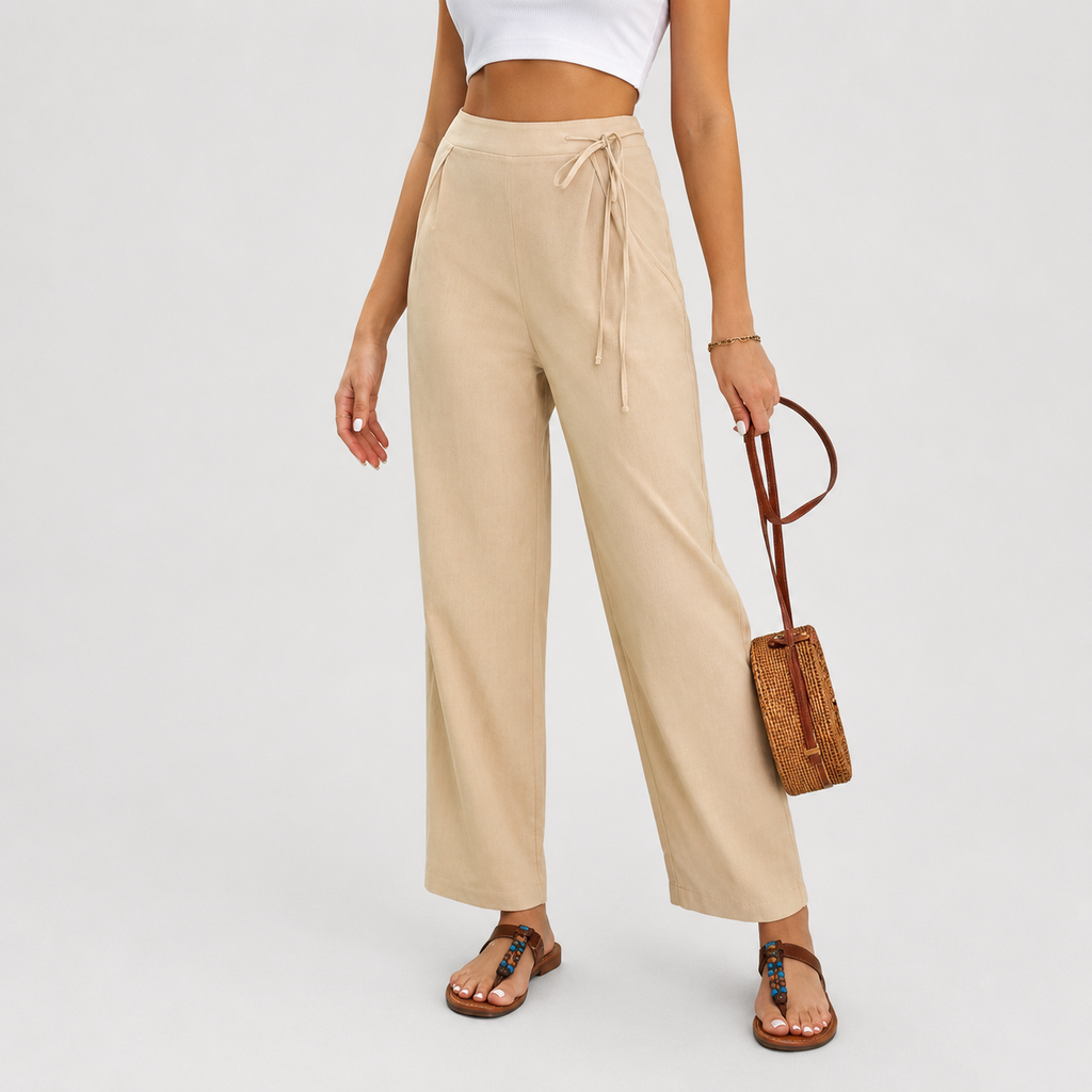 Brisella - Pantaloni Palazzo con Nodo Laterale