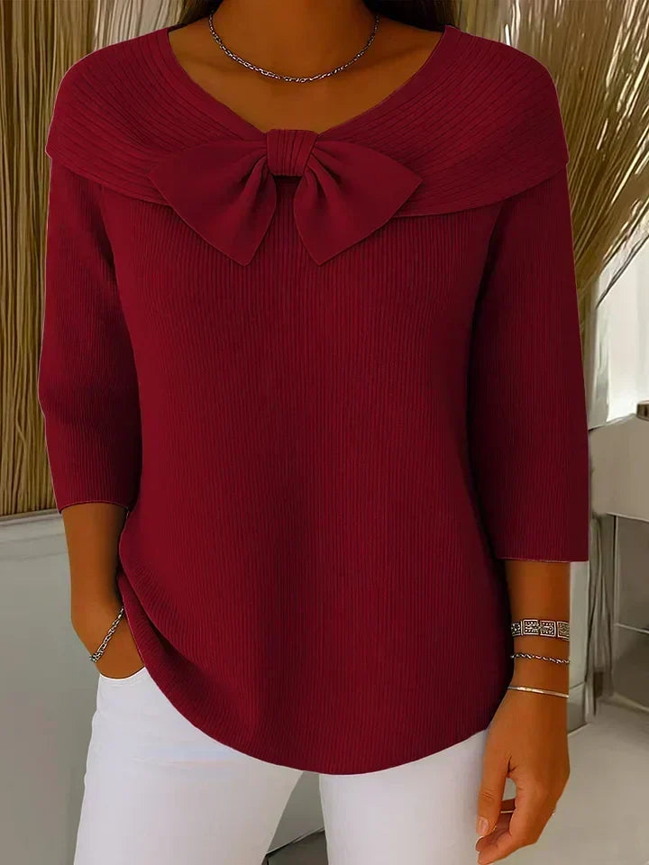 Valessa - Maglione con Fiocco e Collo Rotondo