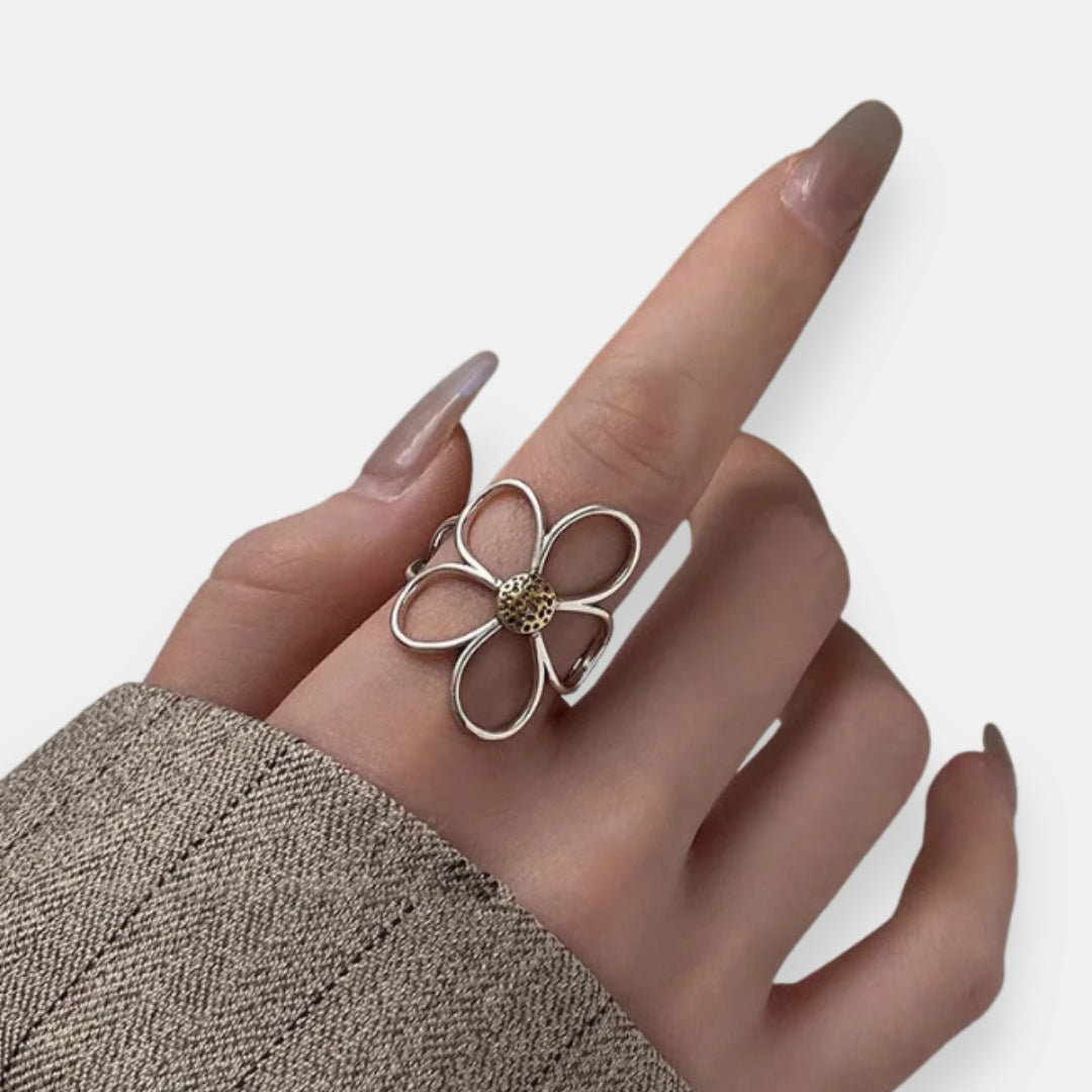 Rosalba - Anello Floreale Bicolore Regolabile