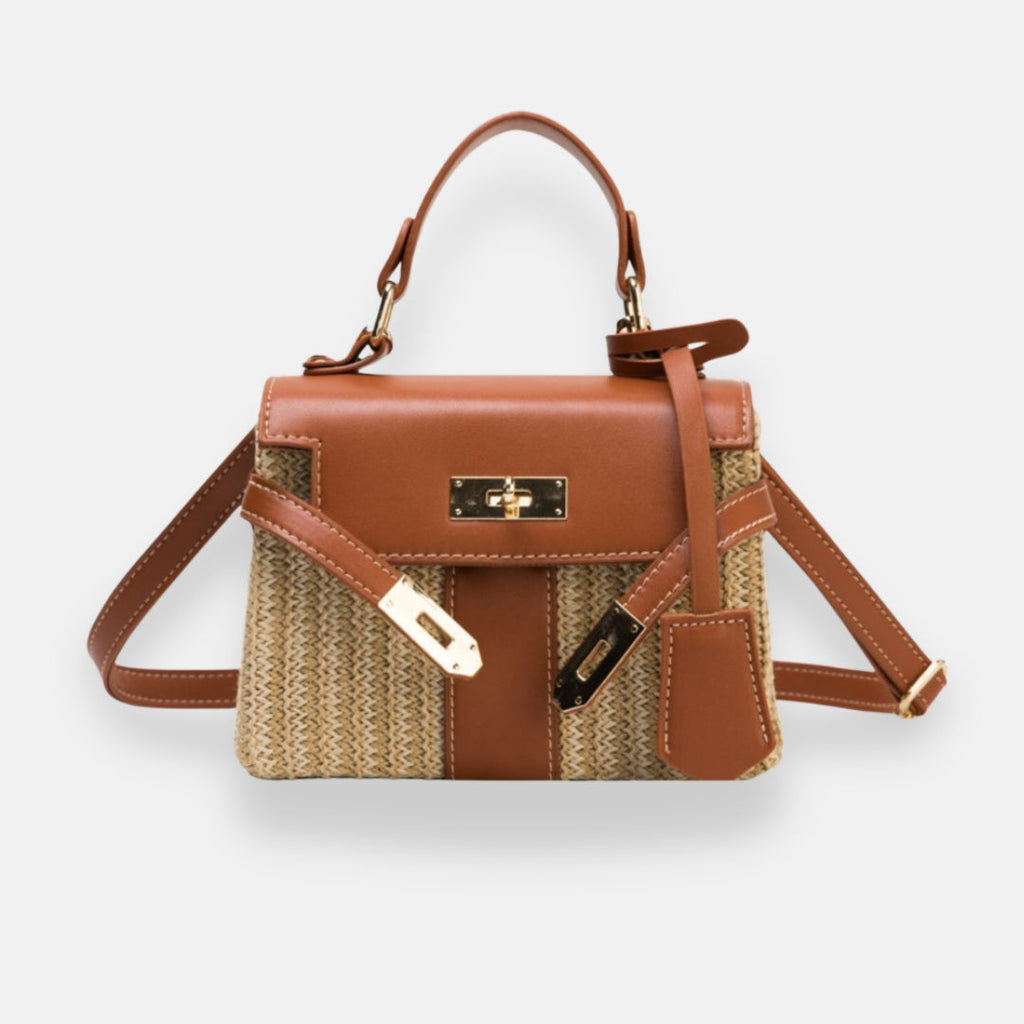 Emanuela - Borsa Intrecciata con Dettagli in Pelle