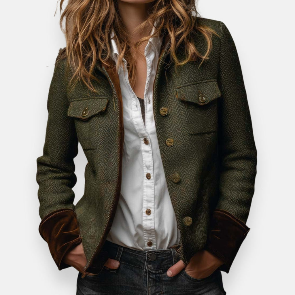 Azalienne - Cappotto con Dettagli in Velluto