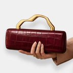 Mirabella - Pochette Effetto Coccodrillo con Manico Scultoreo