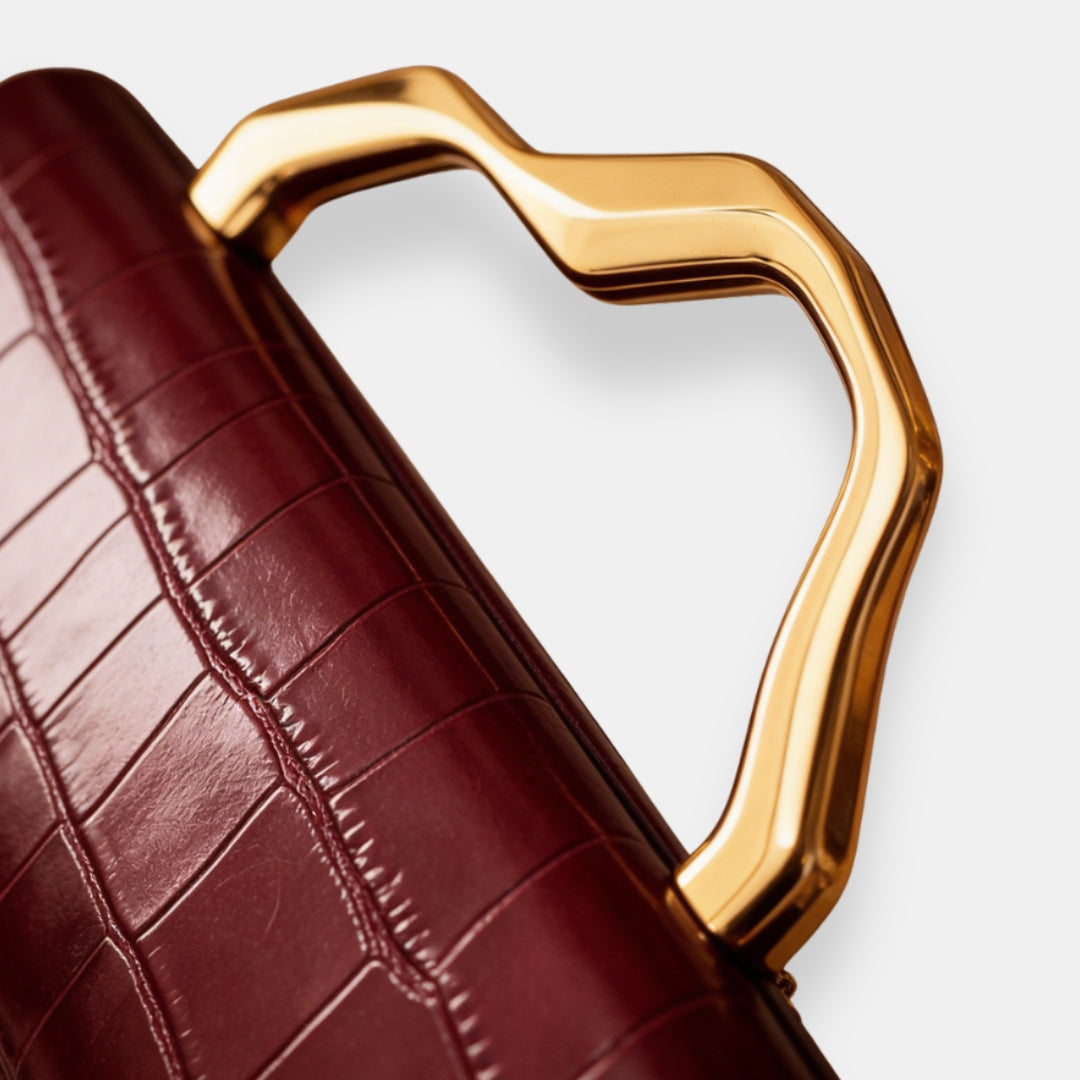 Mirabella - Pochette Effetto Coccodrillo con Manico Scultoreo