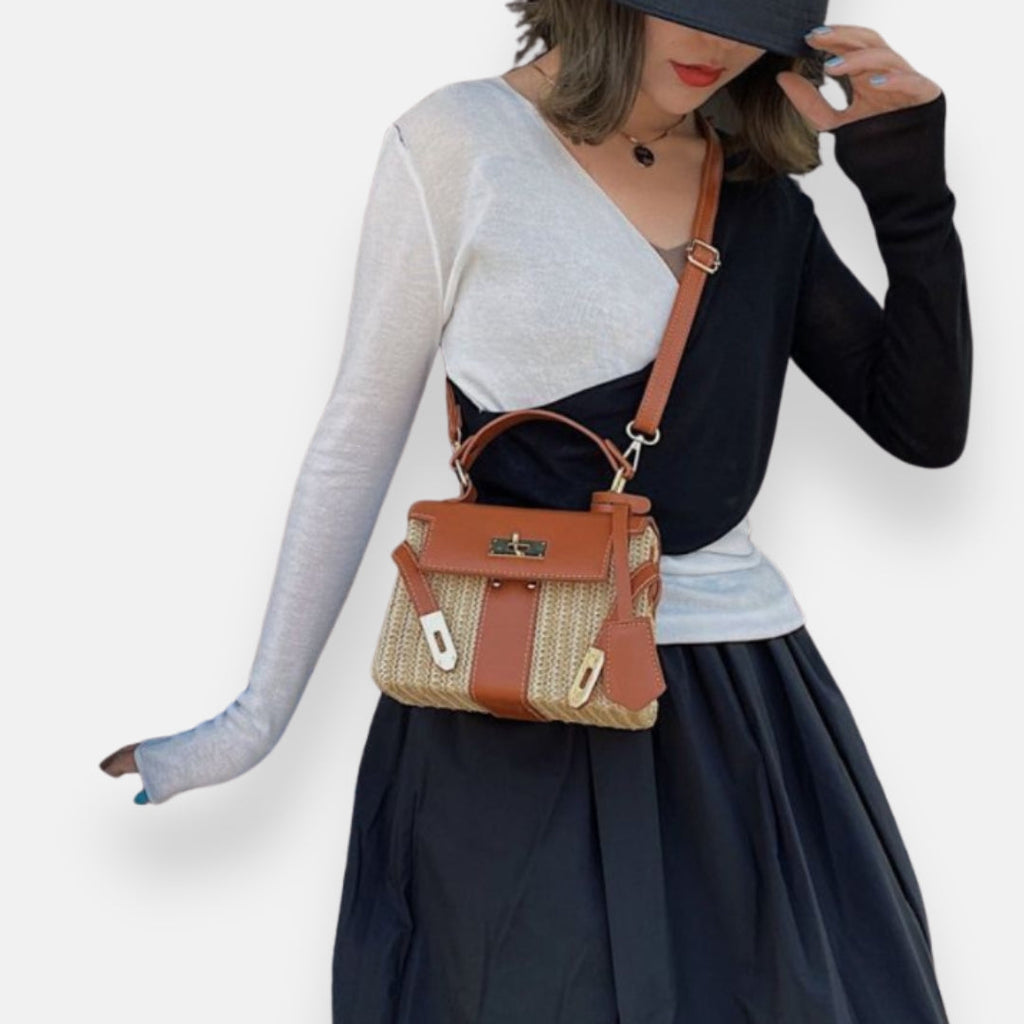 Emanuela - Borsa Intrecciata con Dettagli in Pelle