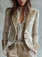 Alessina - Blazer Avorio con Ricami Dorati