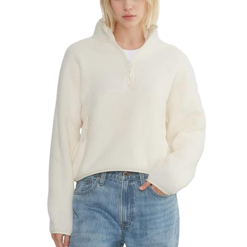 Gemma - Pullover Corto in Pile con Mezza Zip