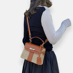 Emanuela - Borsa Intrecciata con Dettagli in Pelle