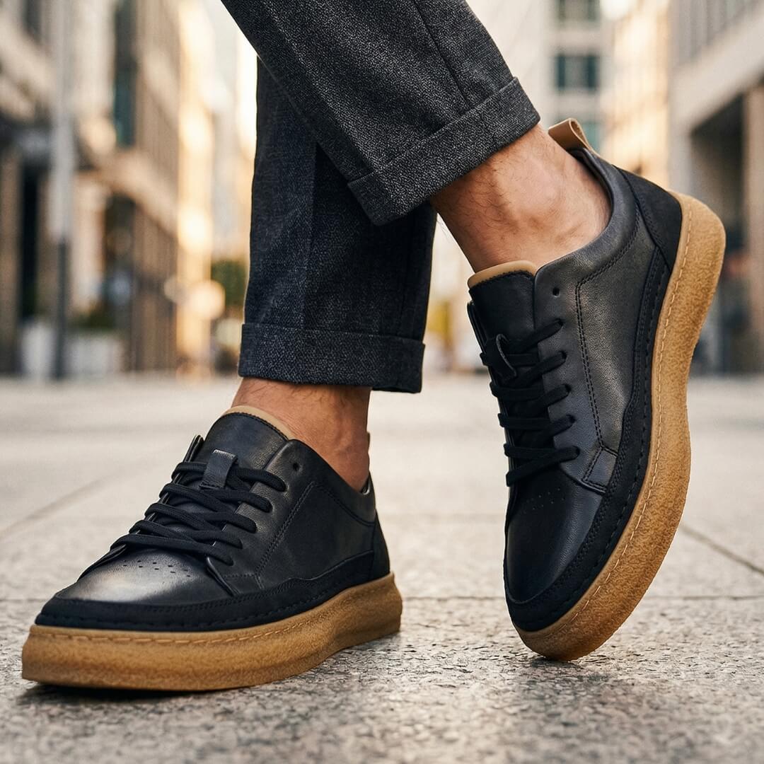 Esvelio - Sneakers in Pelle con Cuciture Artigianali