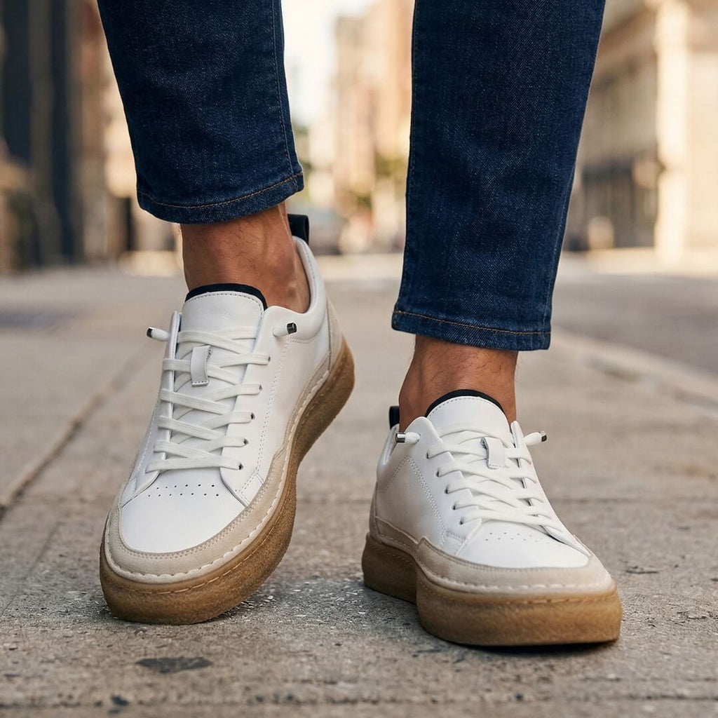Esvelio - Sneakers in Pelle con Cuciture Artigianali