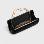 Mirabella - Pochette Effetto Coccodrillo con Manico Scultoreo