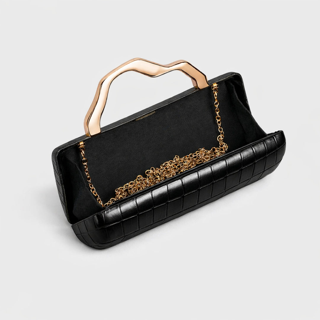 Mirabella - Pochette Effetto Coccodrillo con Manico Scultoreo