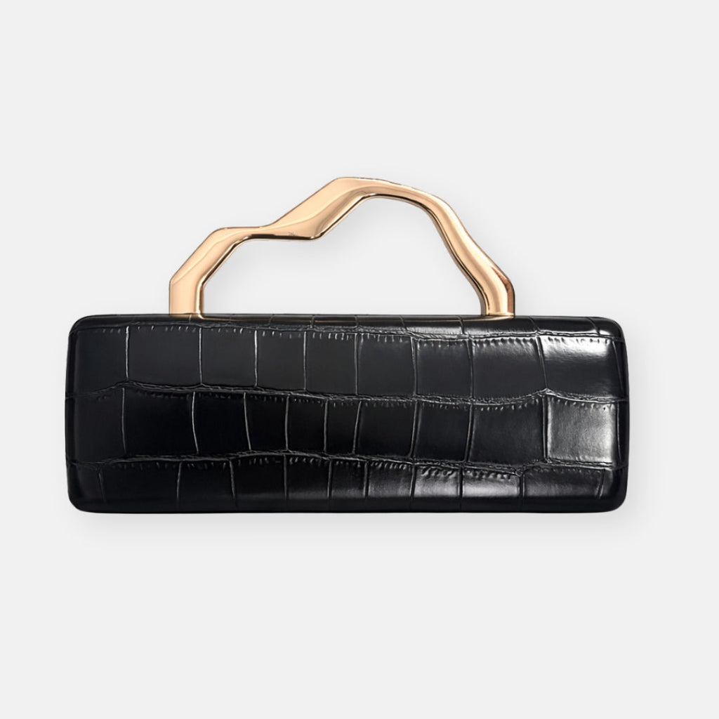 Mirabella - Pochette Effetto Coccodrillo con Manico Scultoreo