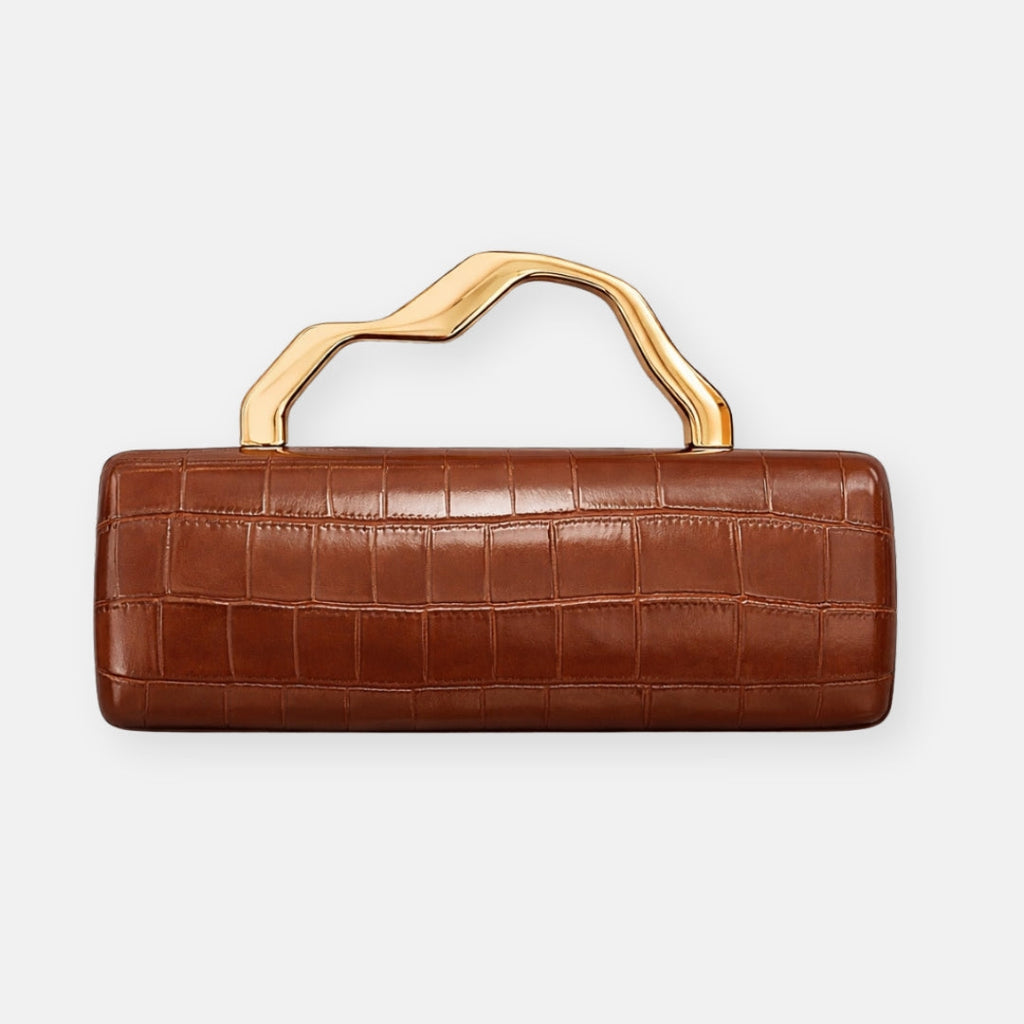 Mirabella - Pochette Effetto Coccodrillo con Manico Scultoreo