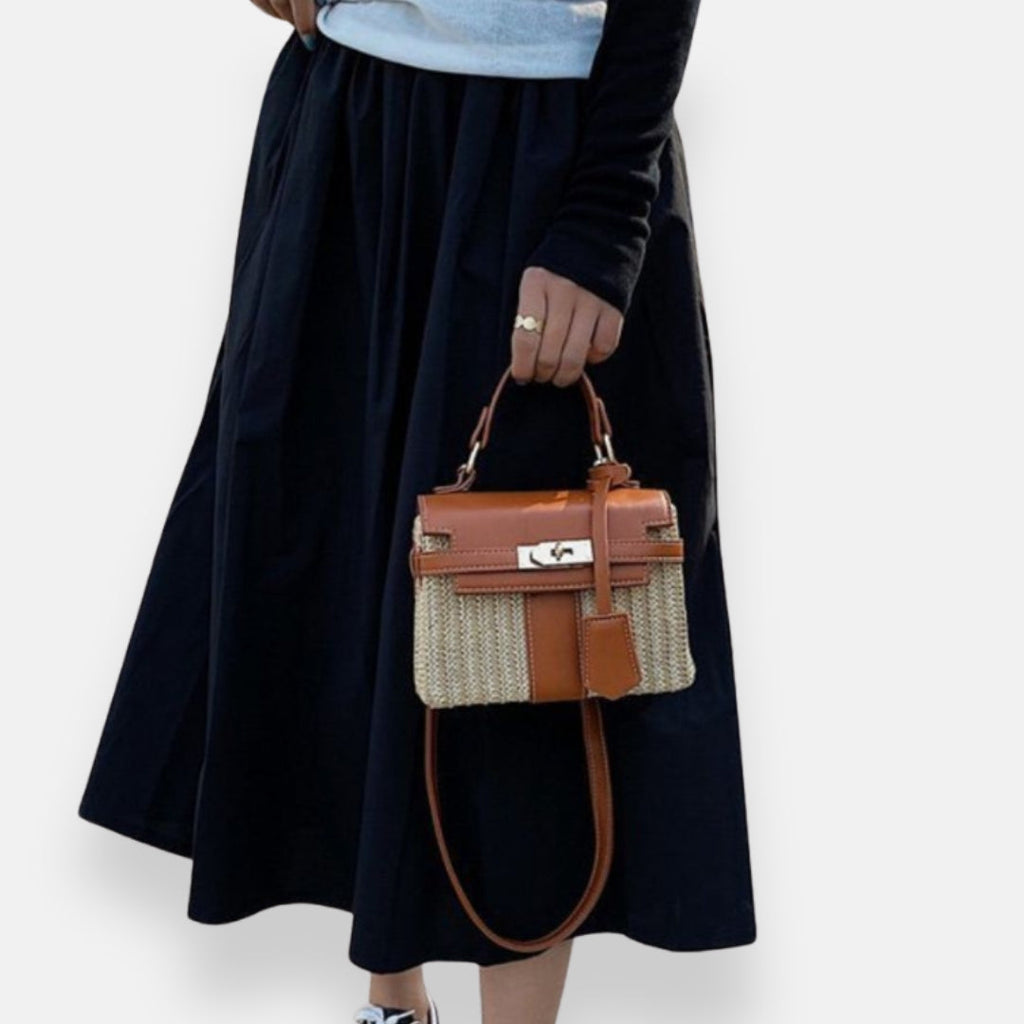 Emanuela - Borsa Intrecciata con Dettagli in Pelle