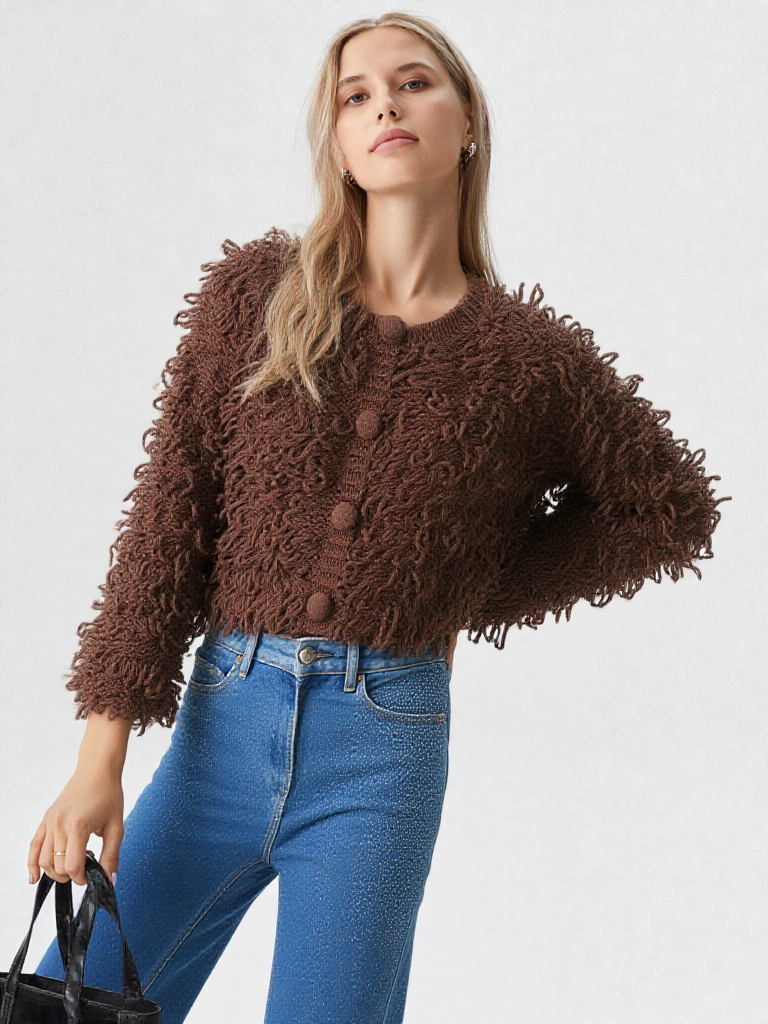 Frangeline - Cardigan in Maglia con Frange