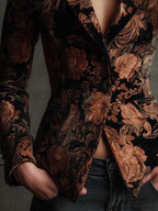 Bronzella - Blazer Floreale Nero e Bronzo