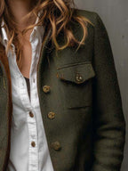 Tessalina - Blazer Vintage Spigato con Profili a Contrasto