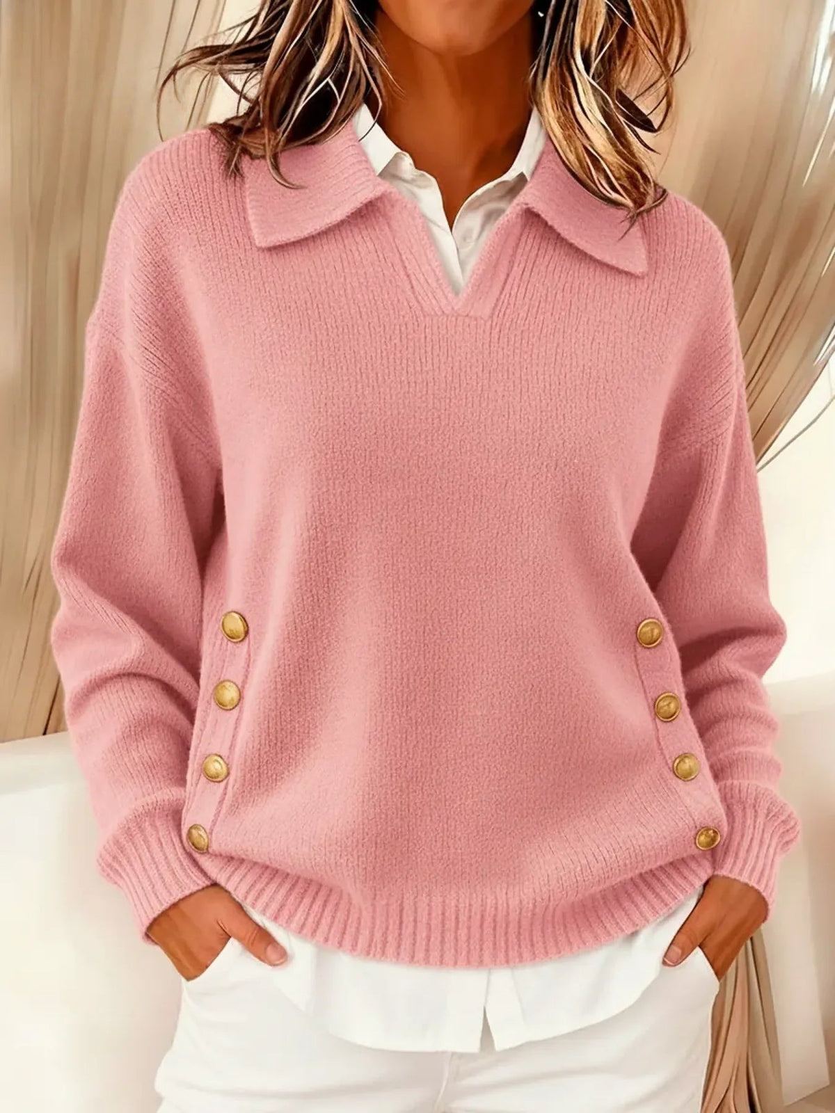 Nerelia - Maglione con Collo Polo e Bottoni