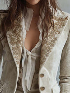 Alessina - Blazer Avorio con Ricami Dorati