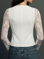 Velmira - Top Blazer Nero con Maniche Velate
