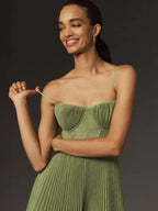 Aurevienne - Abito Midi in Tulle con Corpetto Plissettato