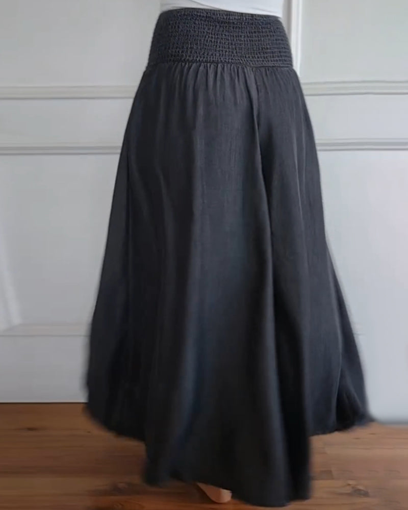 Malveria - Pantaloni Palazzo con Vita Elasticizzata
