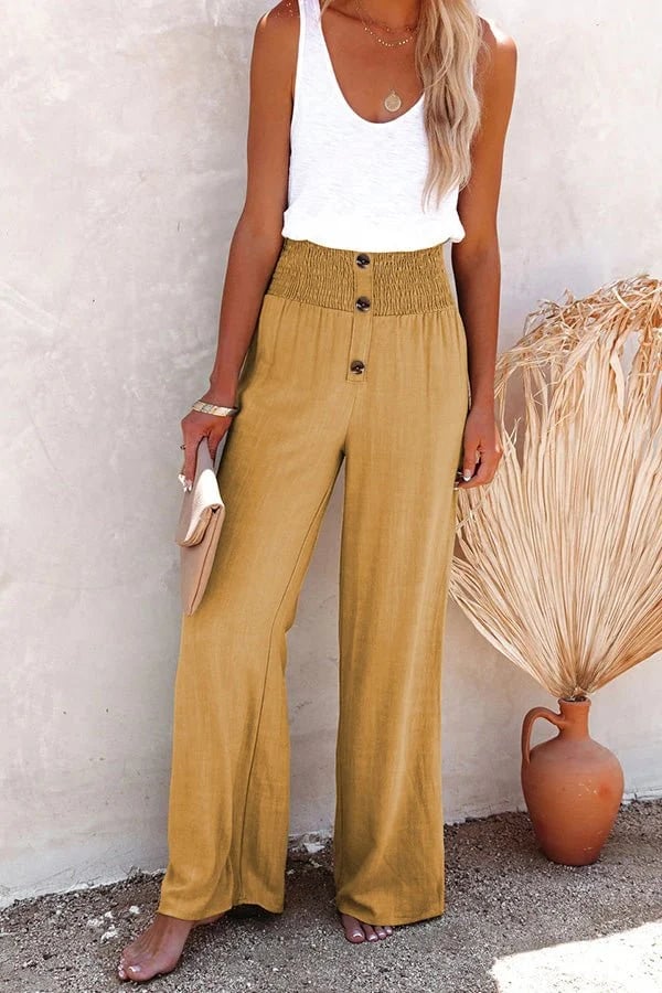 Novelia - Pantaloni a Vita Alta con Bottoni