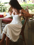 Charlie - Abito Midi con Scollo a Cami e Orlo con Volant