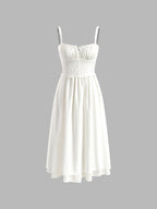 Charlie - Abito Midi con Scollo a Cami e Orlo con Volant