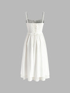 Charlie - Abito Midi con Scollo a Cami e Orlo con Volant