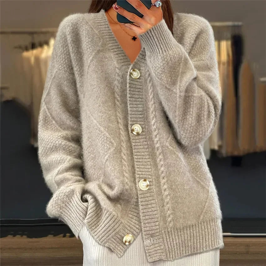 Lena - Cardigan in Cashmere a Maniche Lunghe