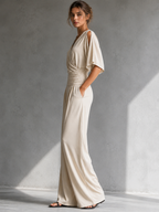 Rosa - Combinazione elegante con effetto portafoglio e gambe larghe