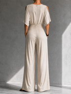 Rosa - Combinazione elegante con effetto portafoglio e gambe larghe