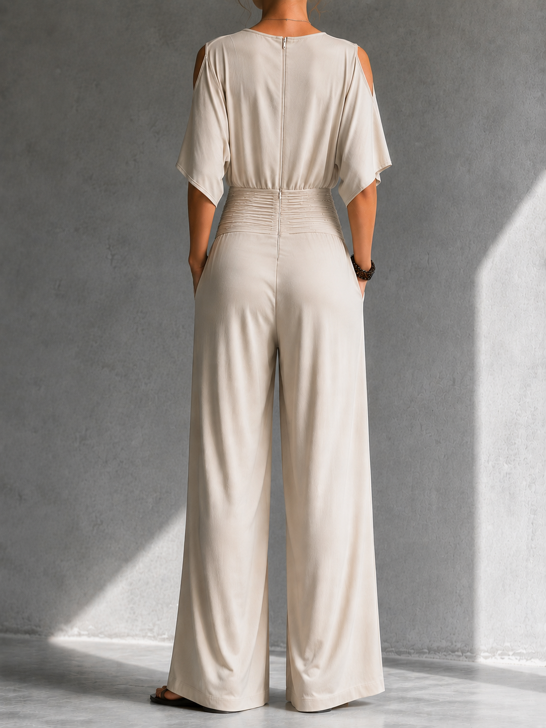 Rosa - Combinazione elegante con effetto portafoglio e gambe larghe